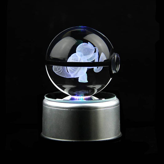 Pokemon 3D Crystal Ball Pokeball Saxophone Squirtle Night Light 8cm XL Size - NEXTLEVELUK