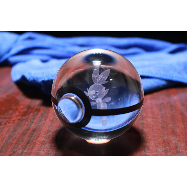 Pokemon 3D Crystal Ball Pokeball Scorbunny Night Light 8cm XL Size DAMAGED 2