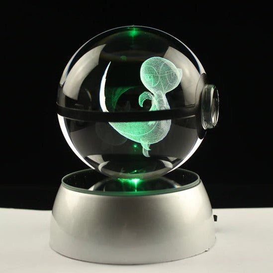 Pokemon 3D Crystal Ball Pokeball Snivy Night Light 8cm XL Size - NEXTLEVELUK