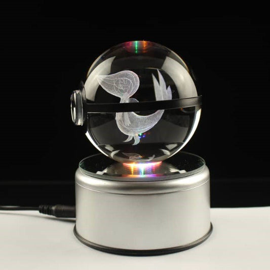 Pokemon 3D Crystal Ball Pokeball Snivy Night Light 8cm XL Size - NEXTLEVELUK