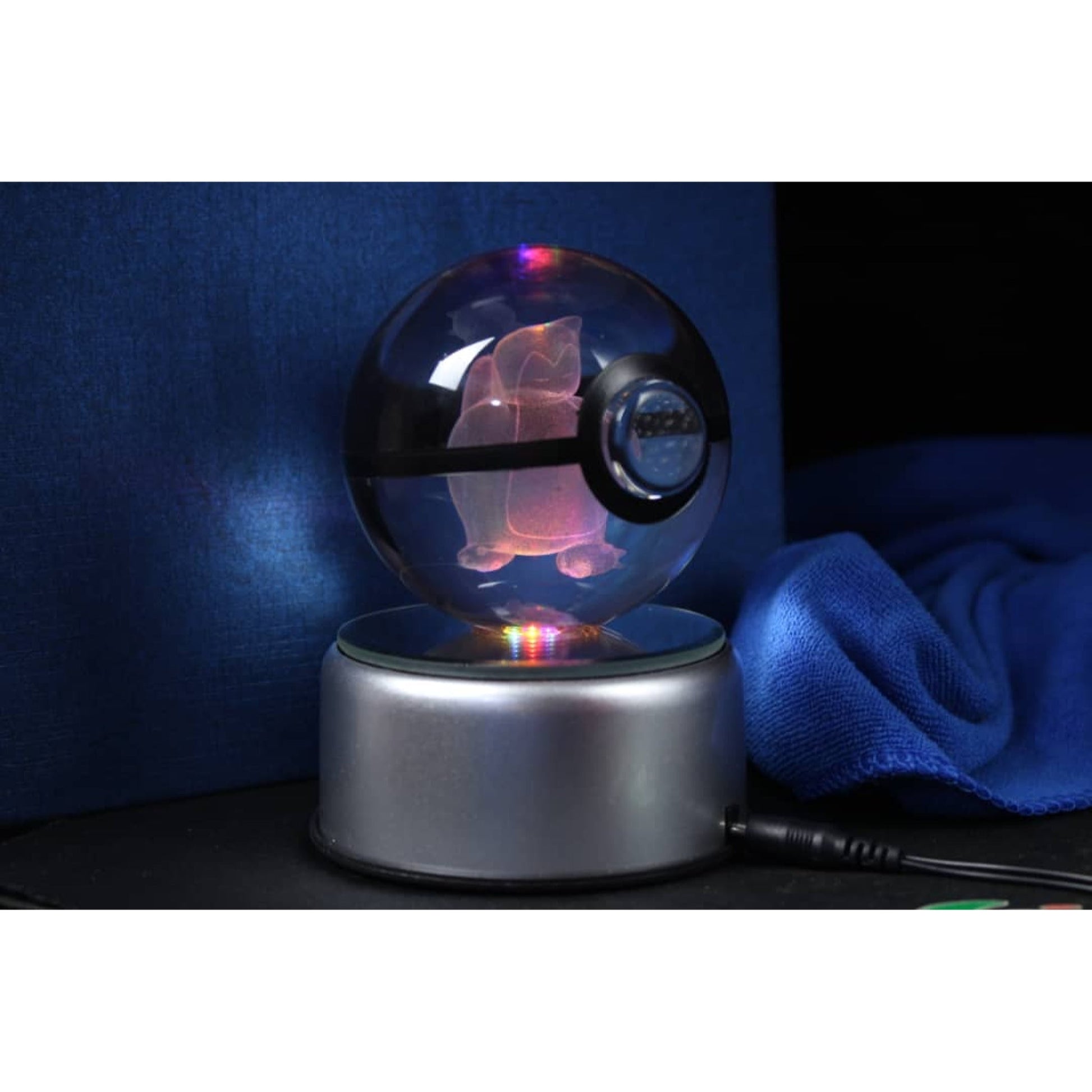 Pokemon 3D Crystal Ball Pokeball Snorlax Night Light 8cm XL Size - NEXTLEVELUK