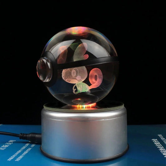 Pokemon 3D Crystal Ball Pokeball Sobble Night Light 8cm XL Size - NEXTLEVELUK