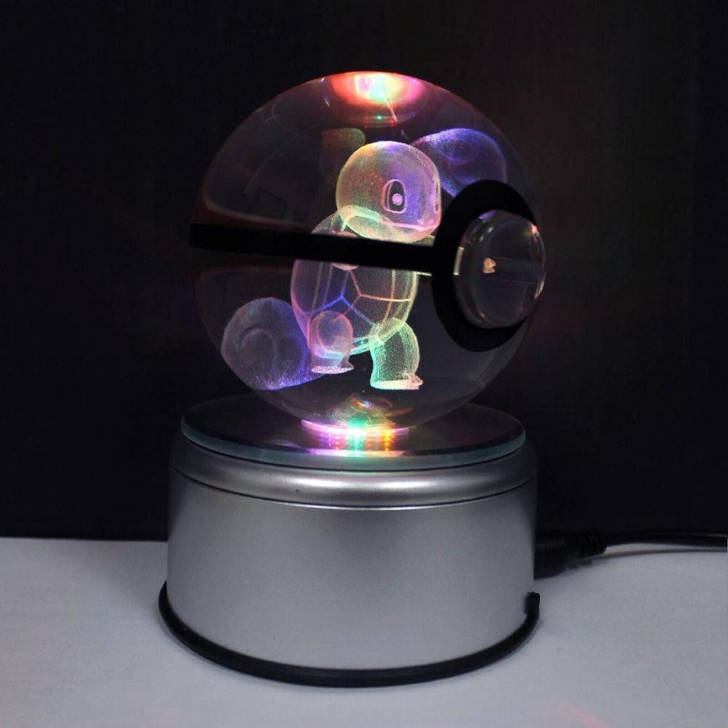 Pokemon 3D Crystal Ball Pokeball Squirtle Night Light 8cm XL Size - NEXTLEVELUK