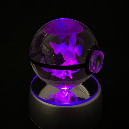 Pokemon 3D Crystal Ball Pokeball Sylveon Night Light 8cm XL Size - NEXTLEVELUK