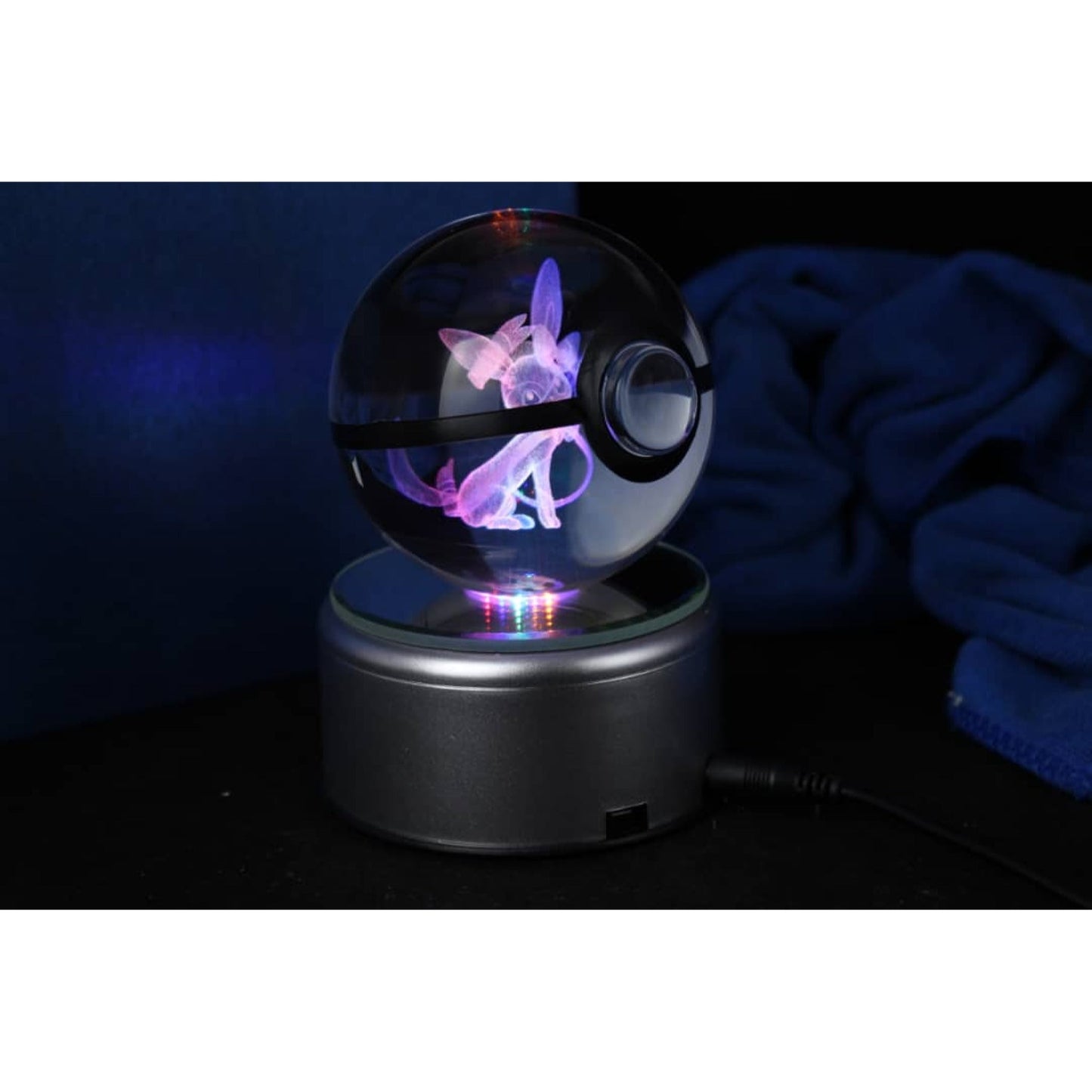 Pokemon 3D Crystal Ball Pokeball Sylveon Night Light 8cm XL Size - NEXTLEVELUK