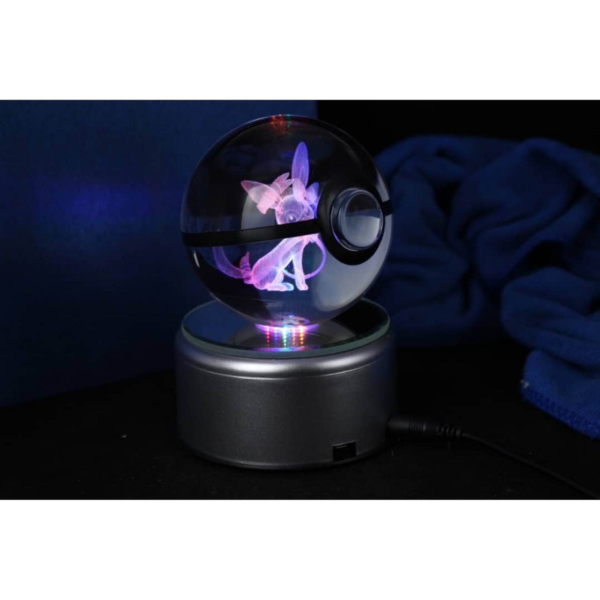 Pokemon 3D Crystal Ball Pokeball Sylveon Night Light 8cm XL Size - NEXTLEVELUK