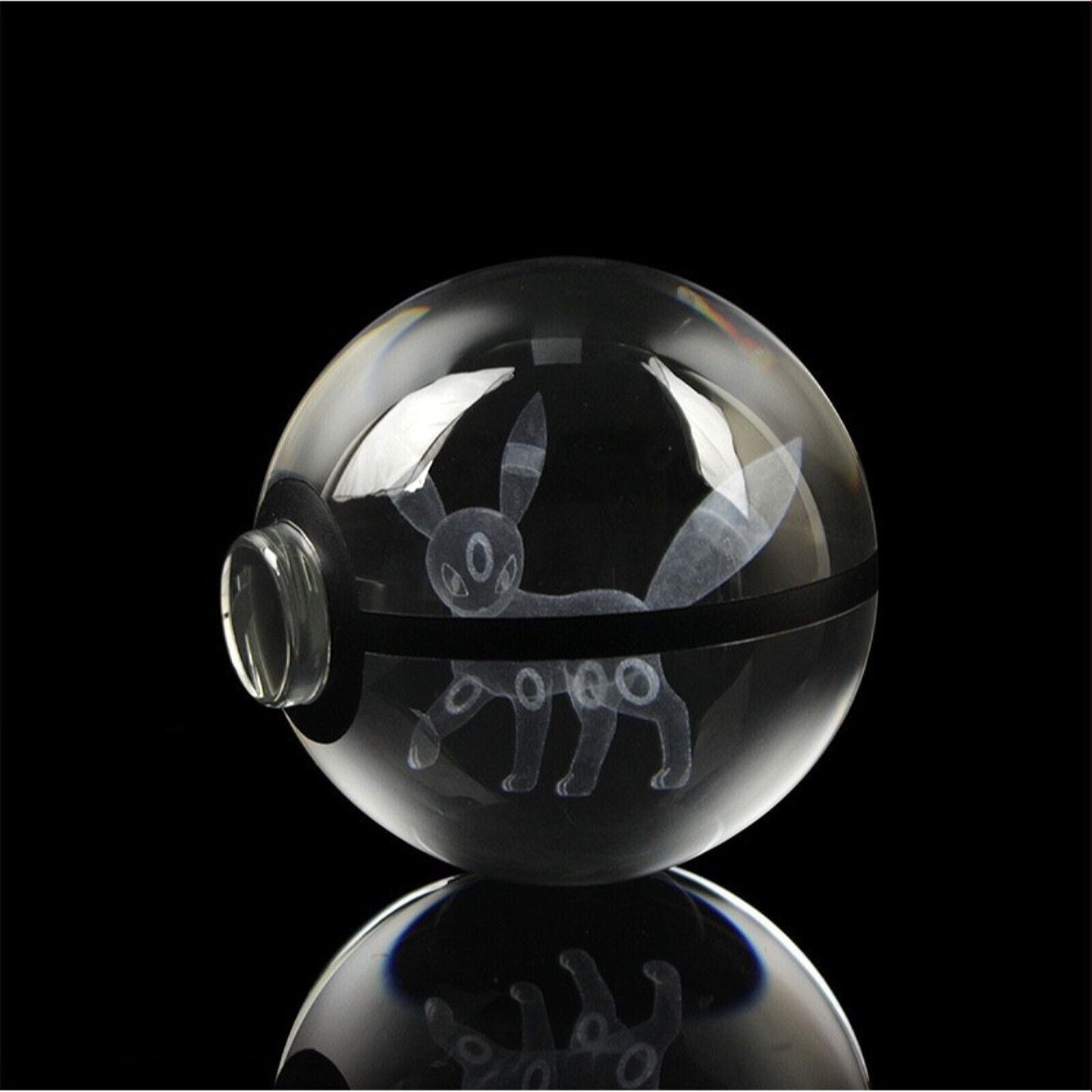 Pokemon 3D Crystal Ball Pokeball Umbreon Night Light 8cm XL Size - NEXTLEVELUK
