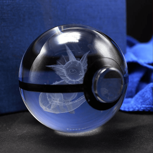 Pokemon 3D Crystal Ball Pokeball Vaporeon Night Light 8cm XL Size - NEXTLEVELUK