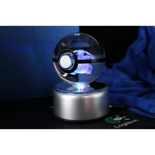 Pokemon 3D Crystal Ball Pokeball Venusaur Night Light 8cm XL Size - NEXTLEVELUK