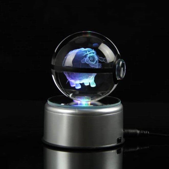 Pokemon 3D Crystal Ball Pokeball Wooloo Night Light 8cm XL Size - NEXTLEVELUK