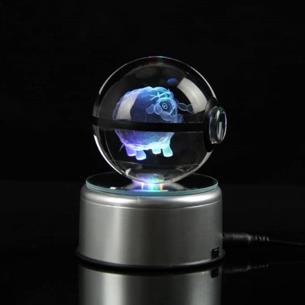 Pokemon 3D Crystal Ball Pokeball Wooloo Night Light 8cm XL Size DAMAGED