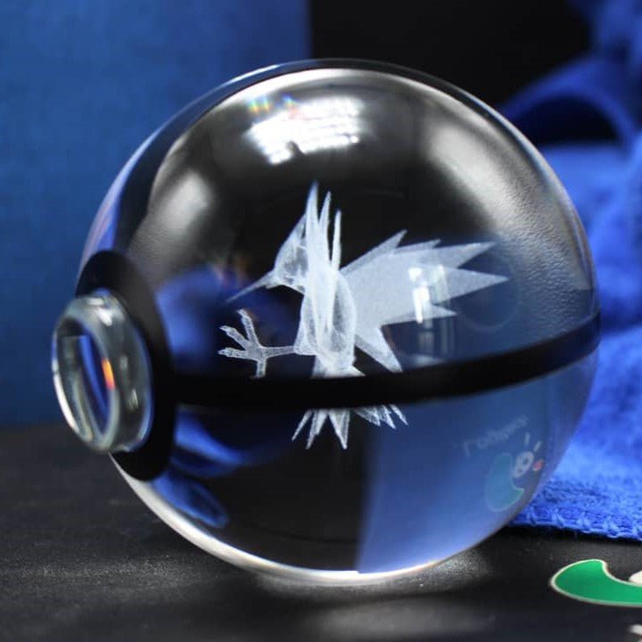 Pokemon 3D Crystal Ball Pokeball Zapdos Night Light 8cm XL Size - NEXTLEVELUK