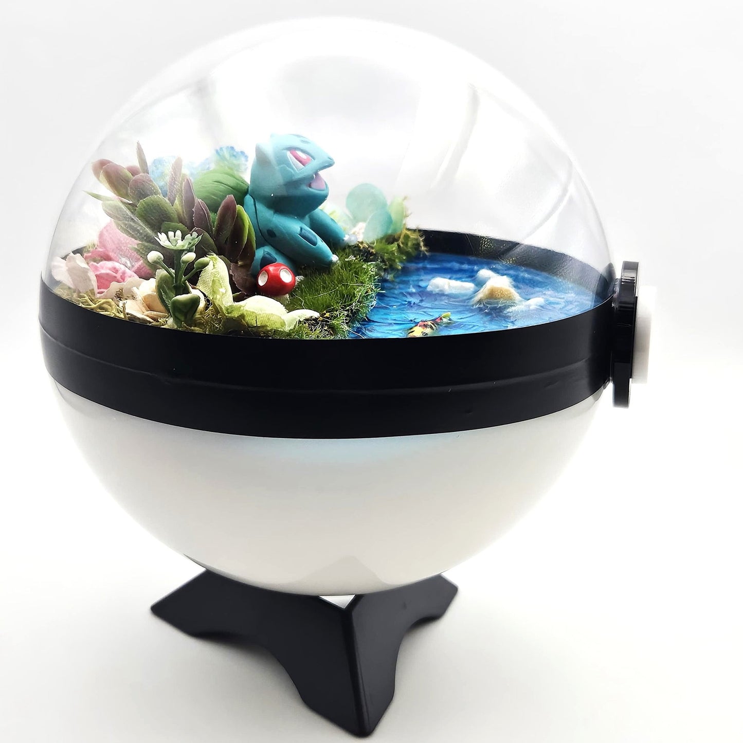 Pokemon Ball Bulbasaur Crystal Terrarium Lake White Poke Ball Handmade - NEXTLEVELUK