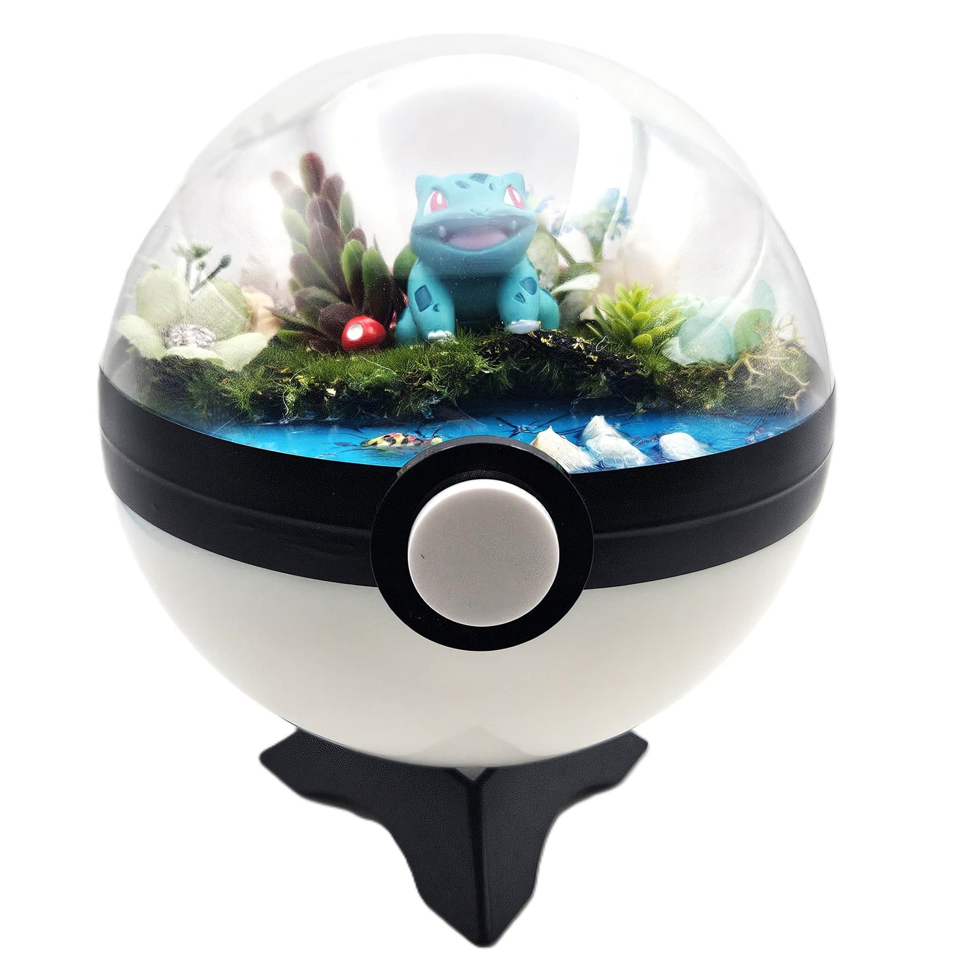 Pokemon Ball Bulbasaur Crystal Terrarium Lake White Poke Ball Handmade - NEXTLEVELUK