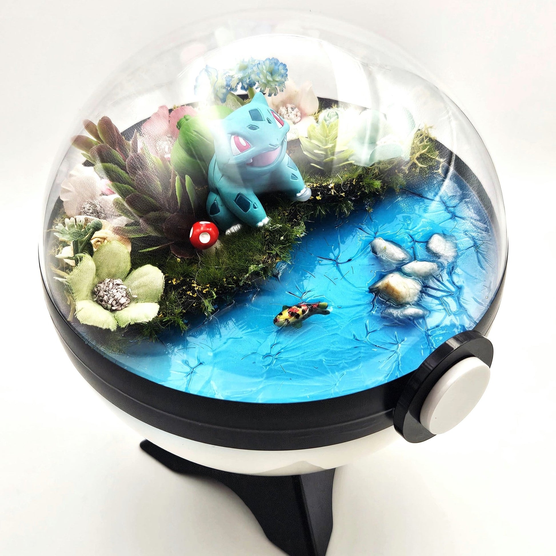 Pokemon Ball Bulbasaur Crystal Terrarium Lake White Poke Ball Handmade - NEXTLEVELUK