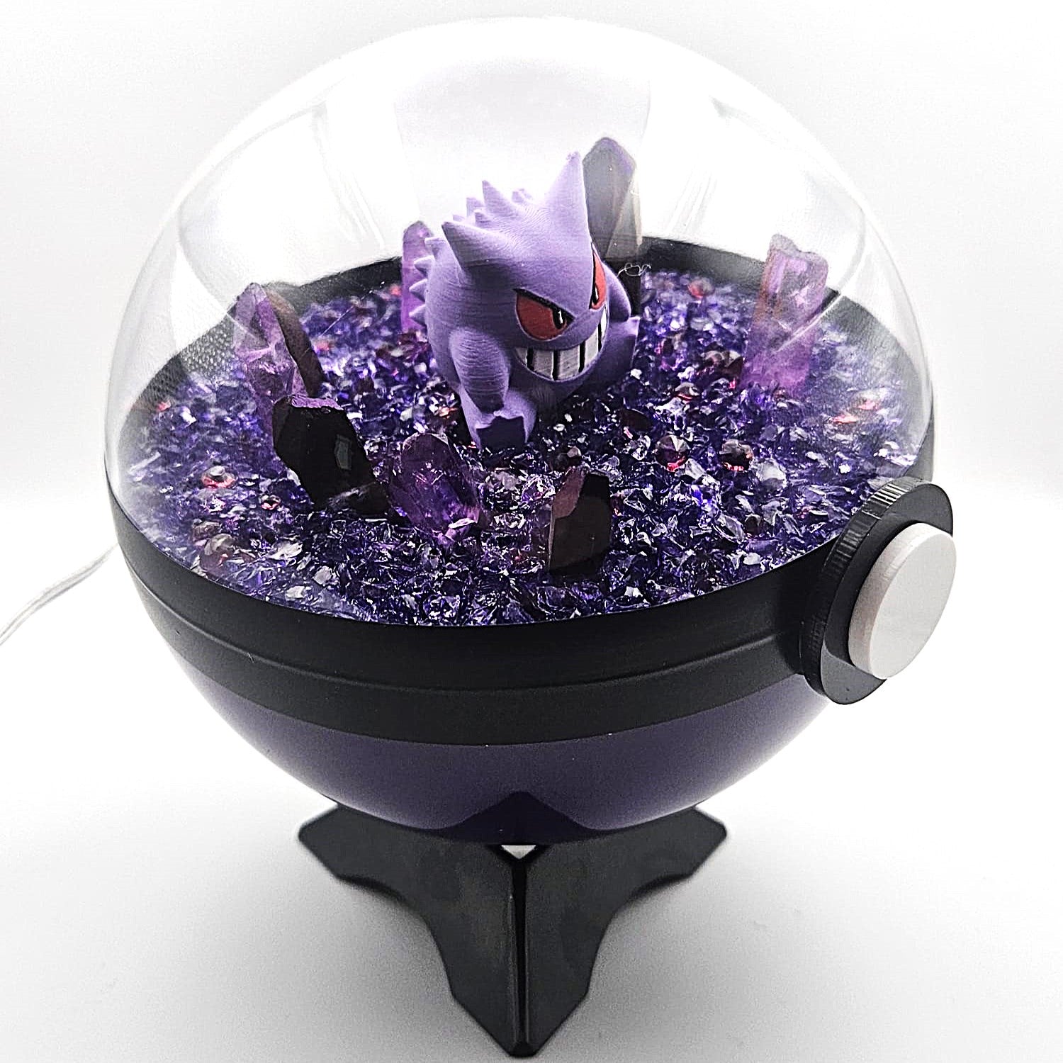 Pokemon Gengar Light Up LED Crystal Terrarium Purple/Purple Poke Ball Handmade - NEXTLEVELUK