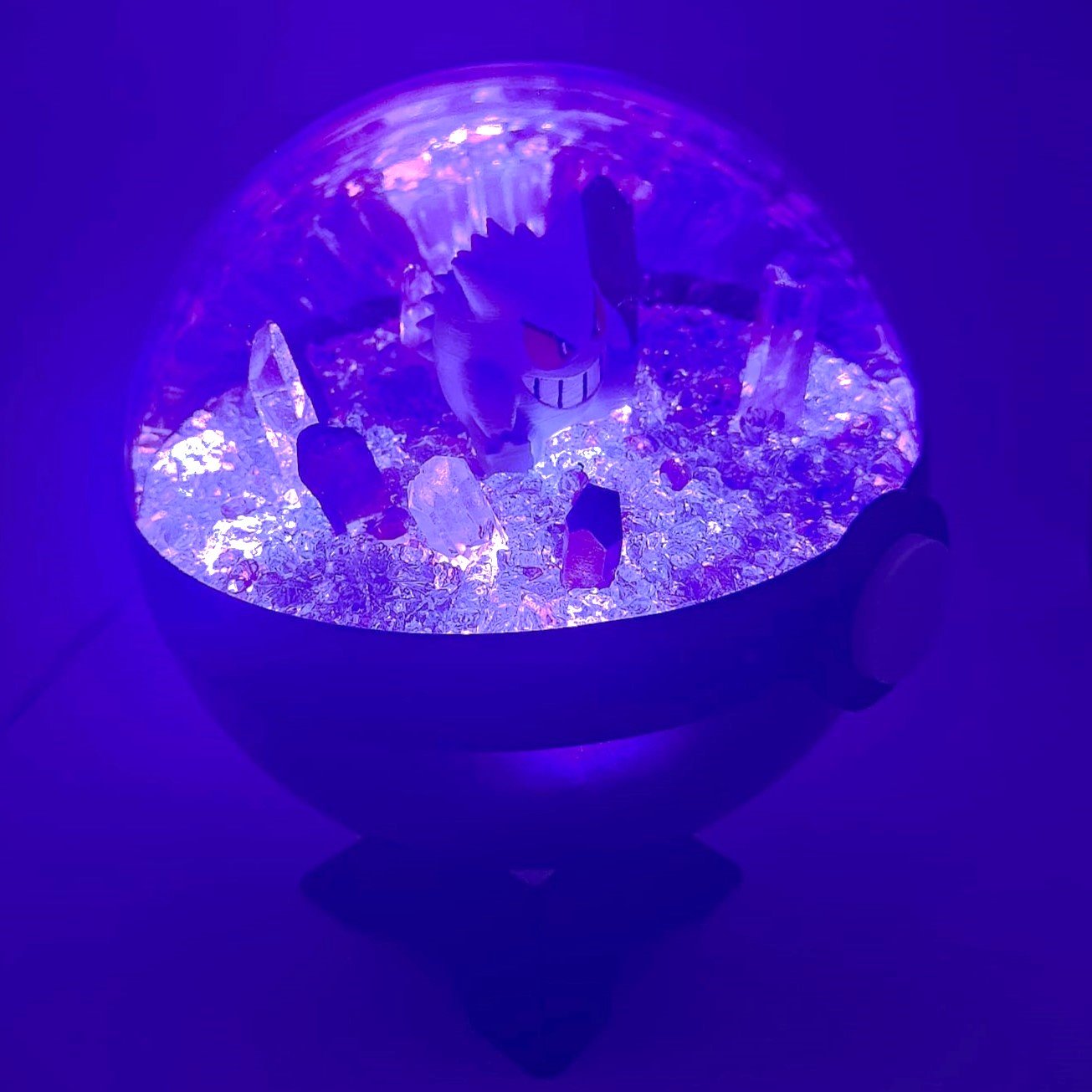 Pokemon Gengar Light Up LED Crystal Terrarium Purple/Purple Poke Ball Handmade - NEXTLEVELUK