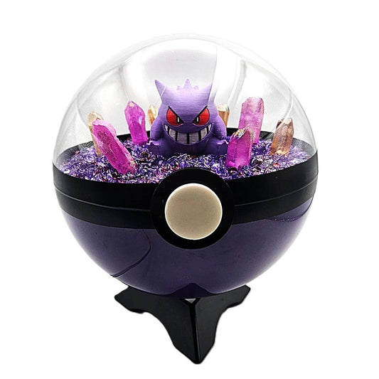 Pokemon Gengar Light Up LED Crystal Terrarium Purple/Purple Poke Ball Handmade - NEXTLEVELUK