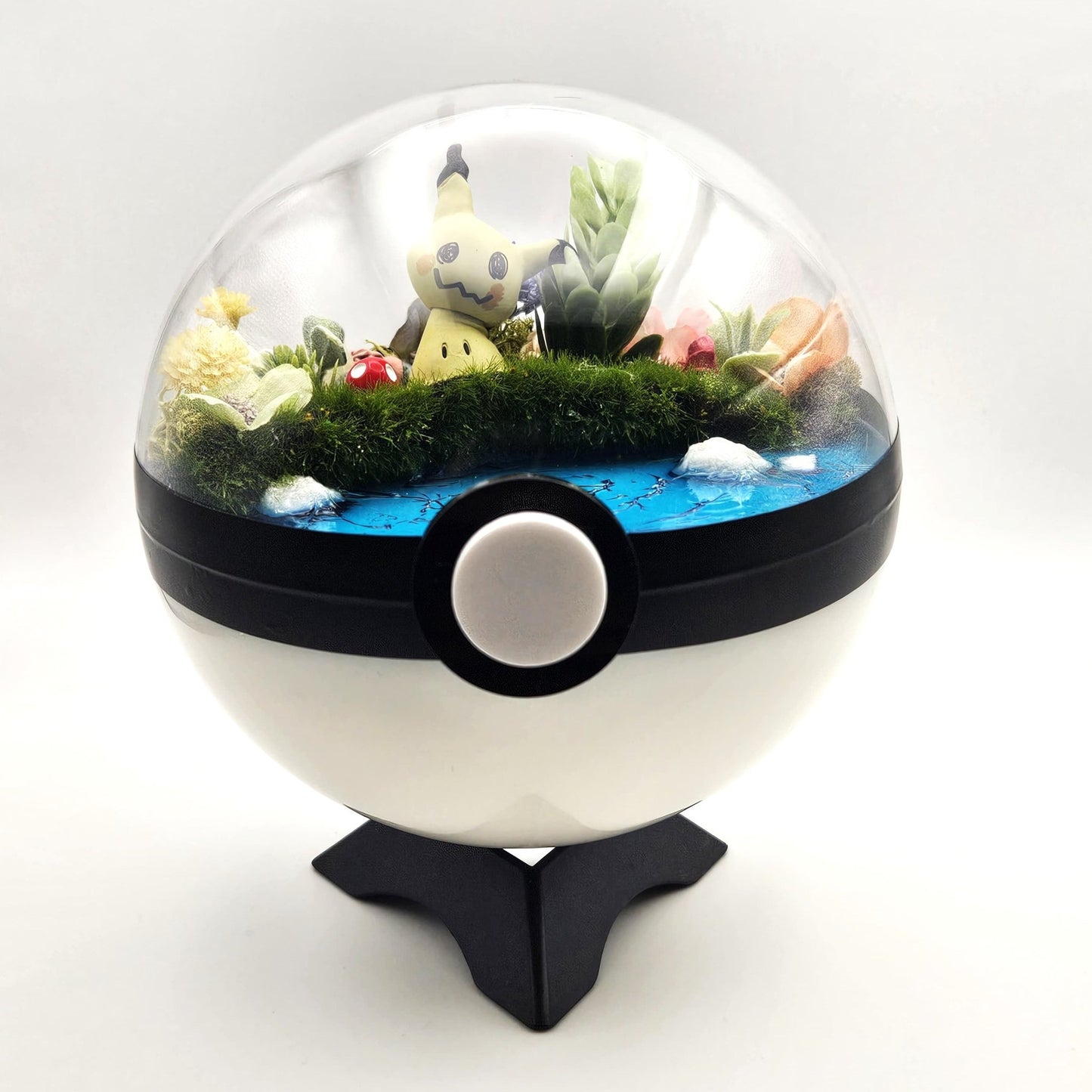 Pokemon Mimikyu Crystal Terrarium Lake White Poke Ball Handmade - NEXTLEVELUK