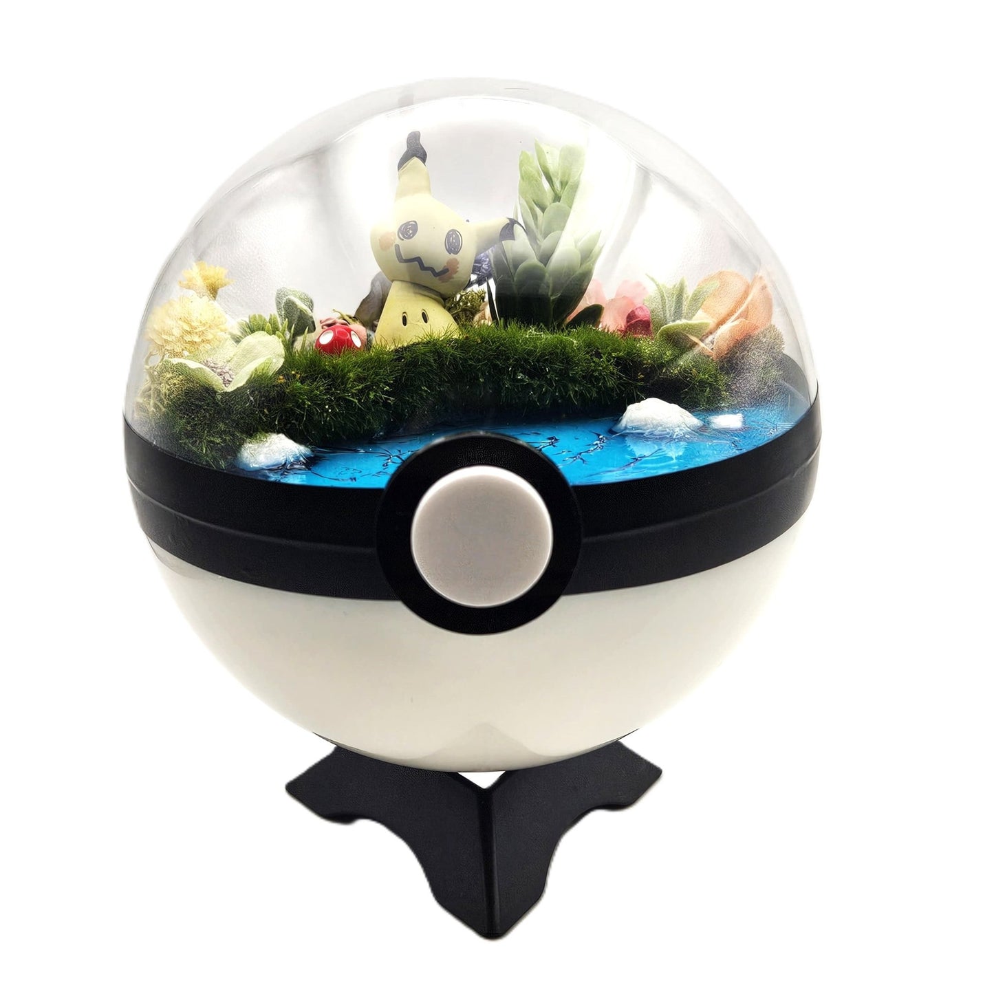 Pokemon Mimikyu Crystal Terrarium Lake White Poke Ball Handmade - NEXTLEVELUK