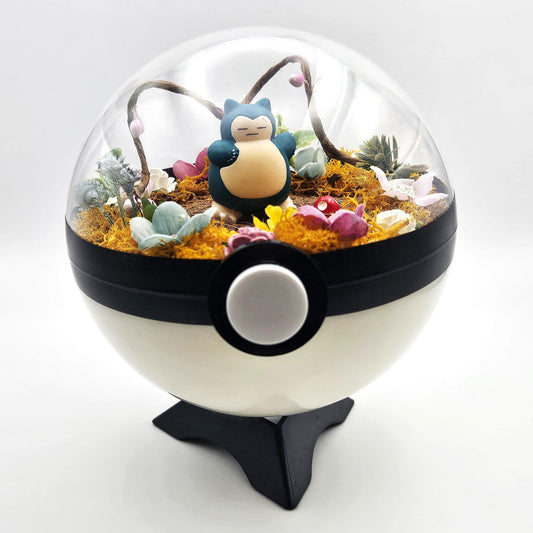 Pokemon Snorlax Crystal Terrarium Plains White Poke Ball Handmade - NEXTLEVELUK