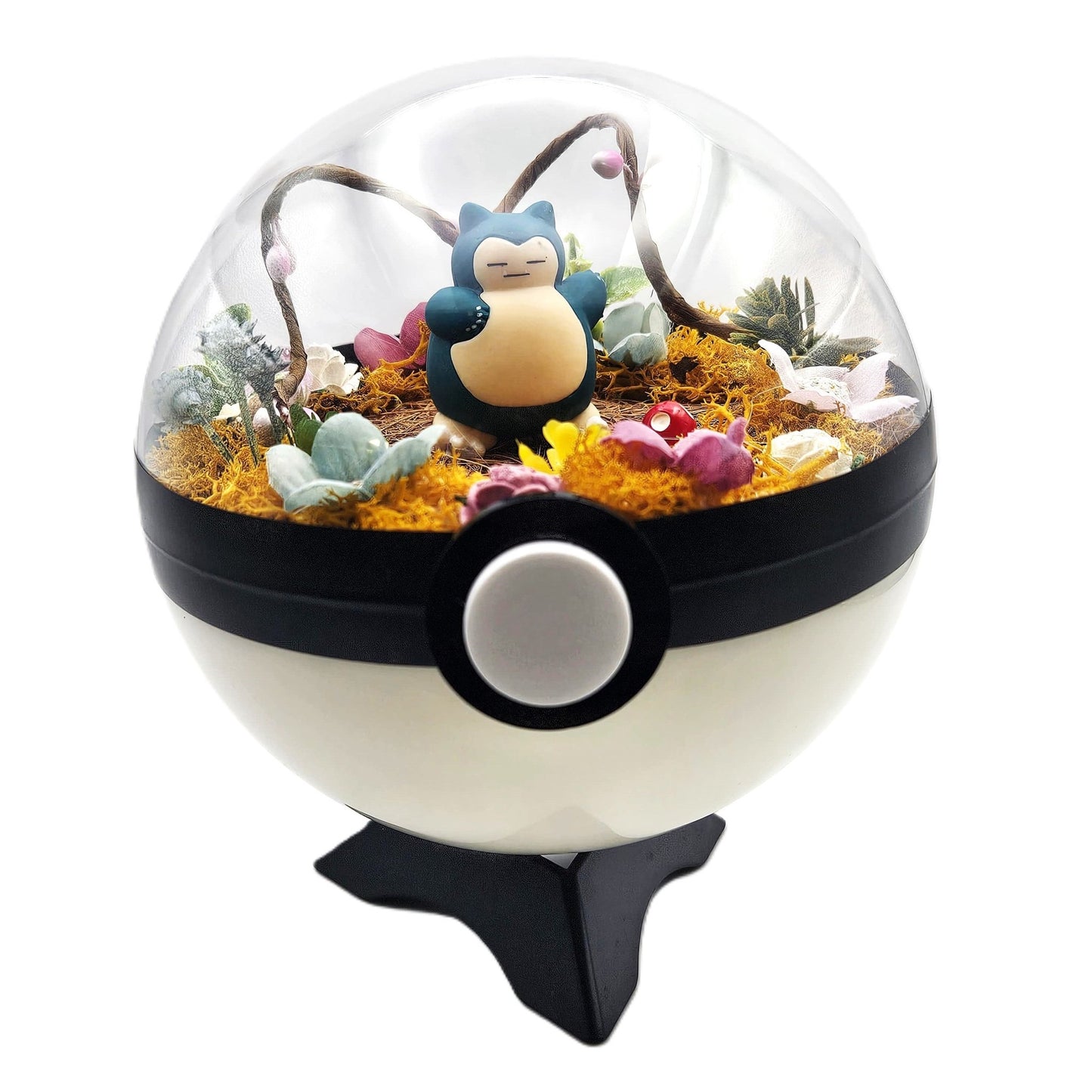 Pokemon Snorlax Crystal Terrarium Plains White Poke Ball Handmade - NEXTLEVELUK