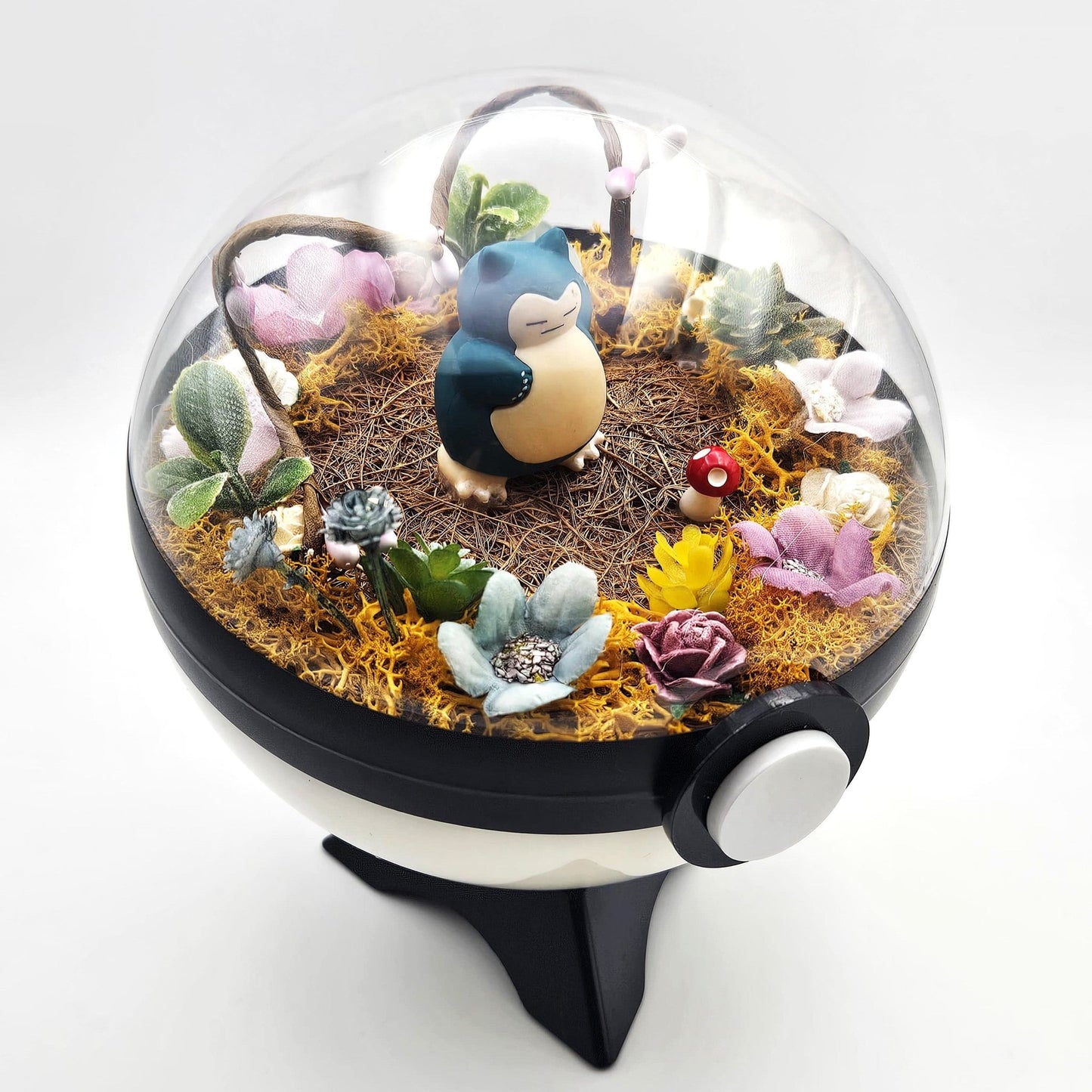 Pokemon Snorlax Crystal Terrarium Plains White Poke Ball Handmade - NEXTLEVELUK