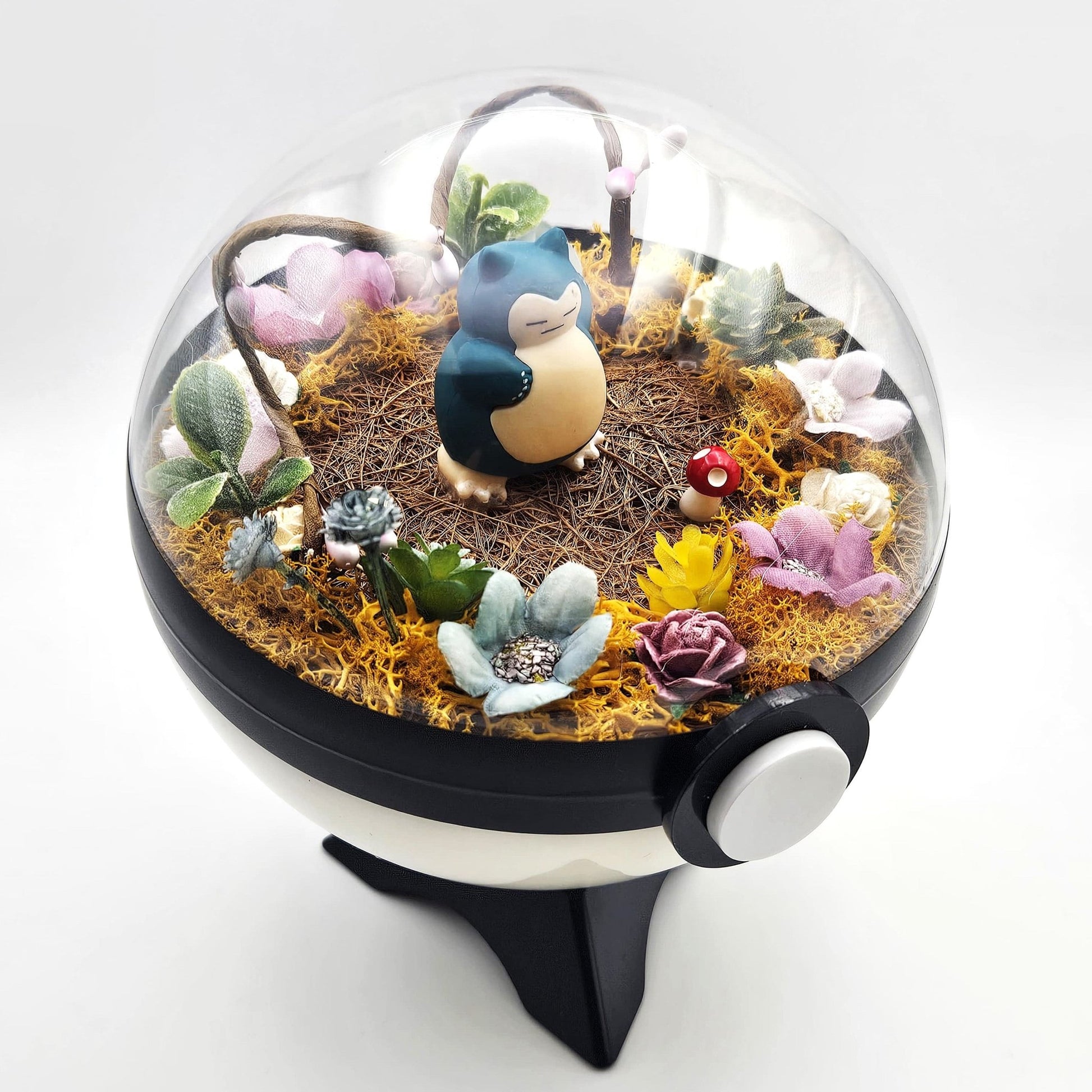 Pokemon Snorlax Crystal Terrarium Plains White Poke Ball Handmade - NEXTLEVELUK
