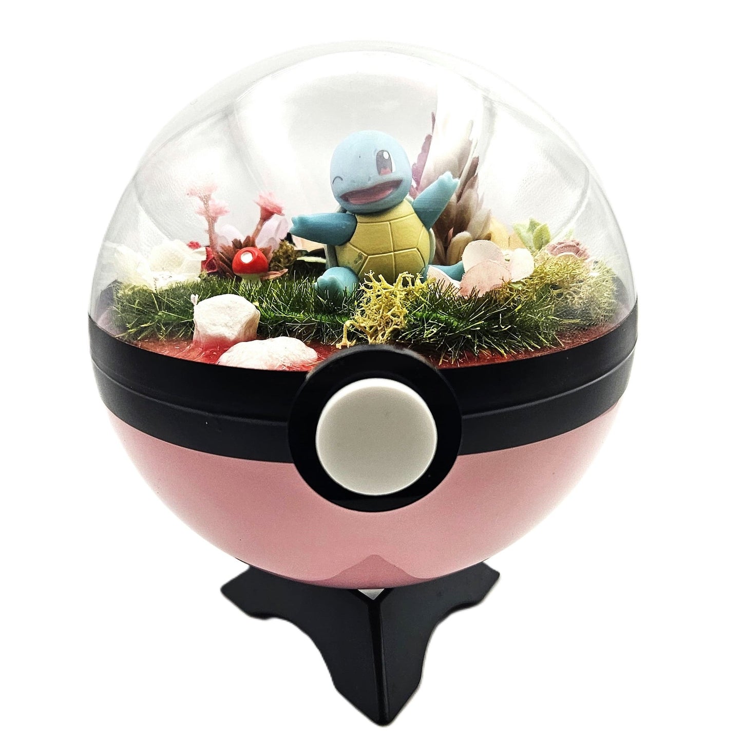 Pokemon Squirtle Crystal Terrarium Lake Pink Poke Ball Handmade - NEXTLEVELUK