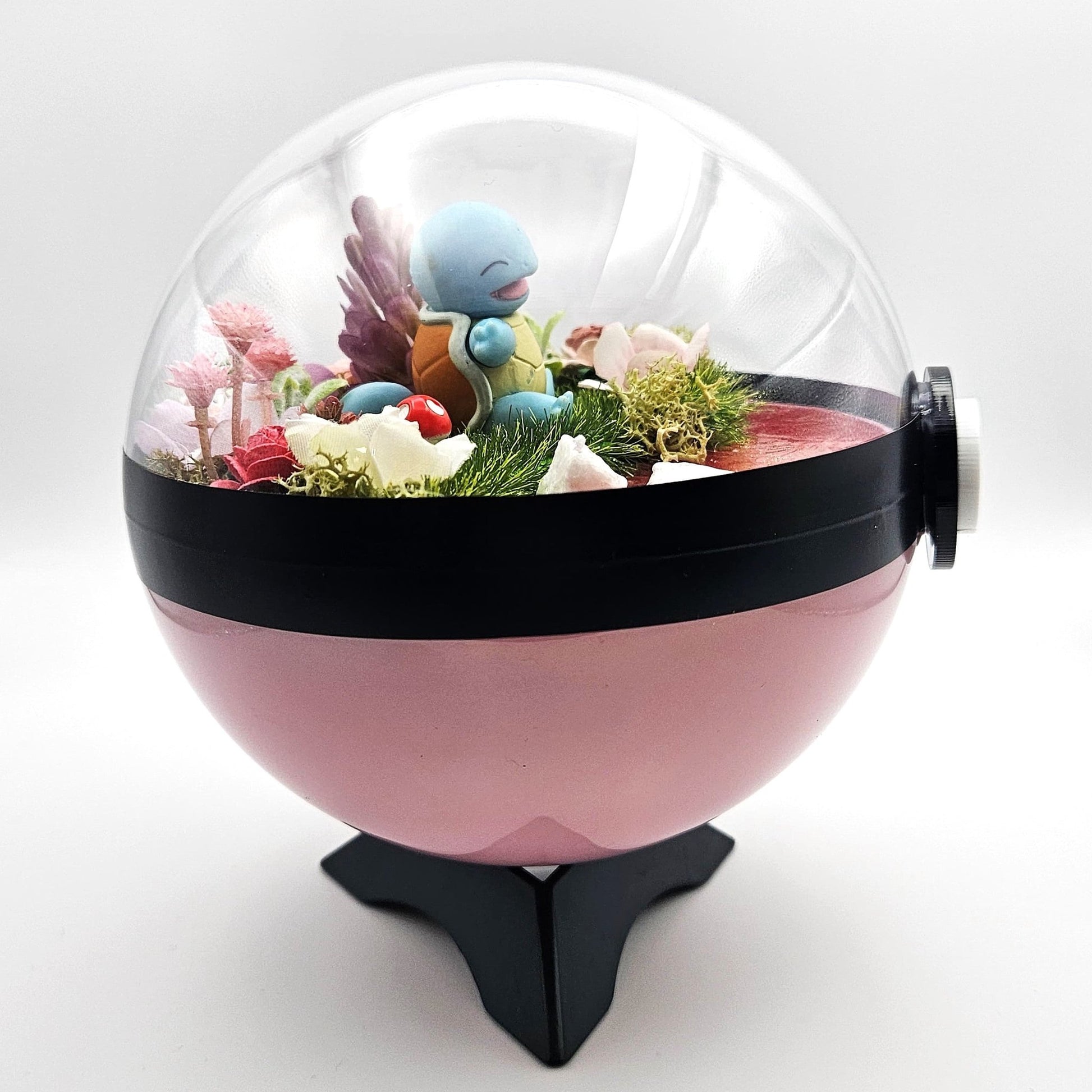 Pokemon Squirtle Crystal Terrarium Lake Pink Poke Ball Handmade - NEXTLEVELUK