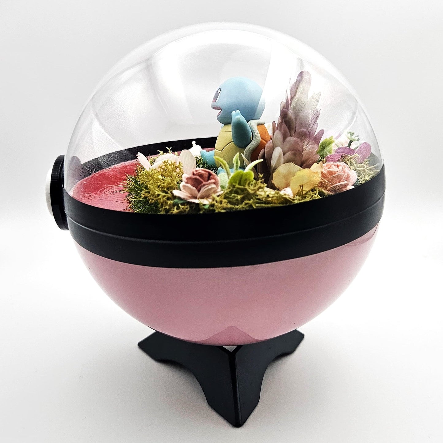 Pokemon Squirtle Crystal Terrarium Lake Pink Poke Ball Handmade - NEXTLEVELUK