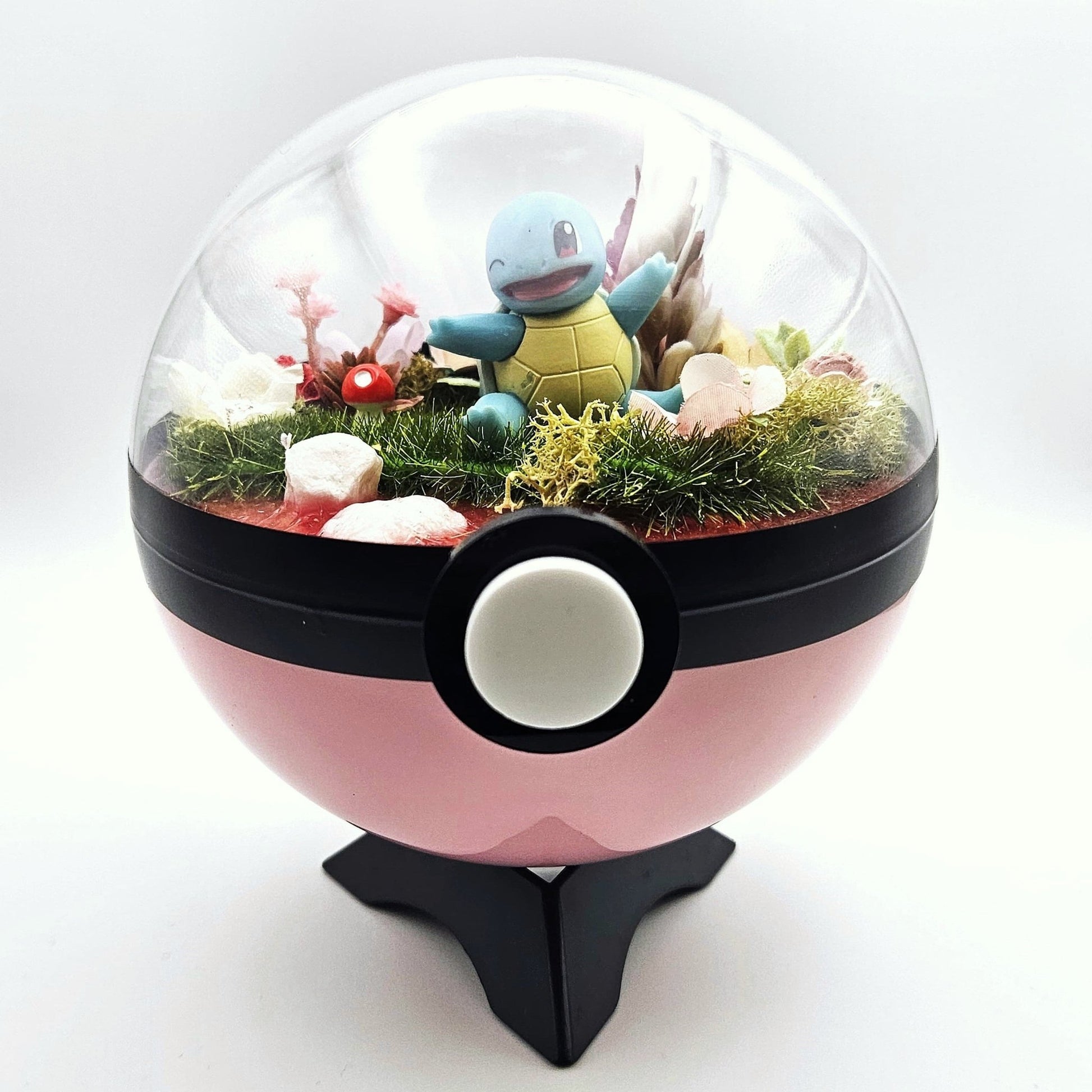 Pokemon Squirtle Crystal Terrarium Lake Pink Poke Ball Handmade - NEXTLEVELUK