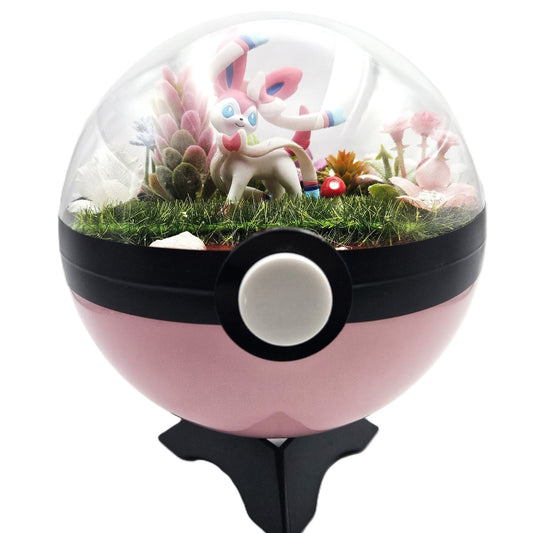 Pokemon Sylveon Crystal Terrarium Lake Pink Poke Ball Handmade - NEXTLEVELUK