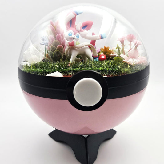 Pokemon Sylveon Crystal Terrarium Lake Pink Poke Ball Handmade - NEXTLEVELUK