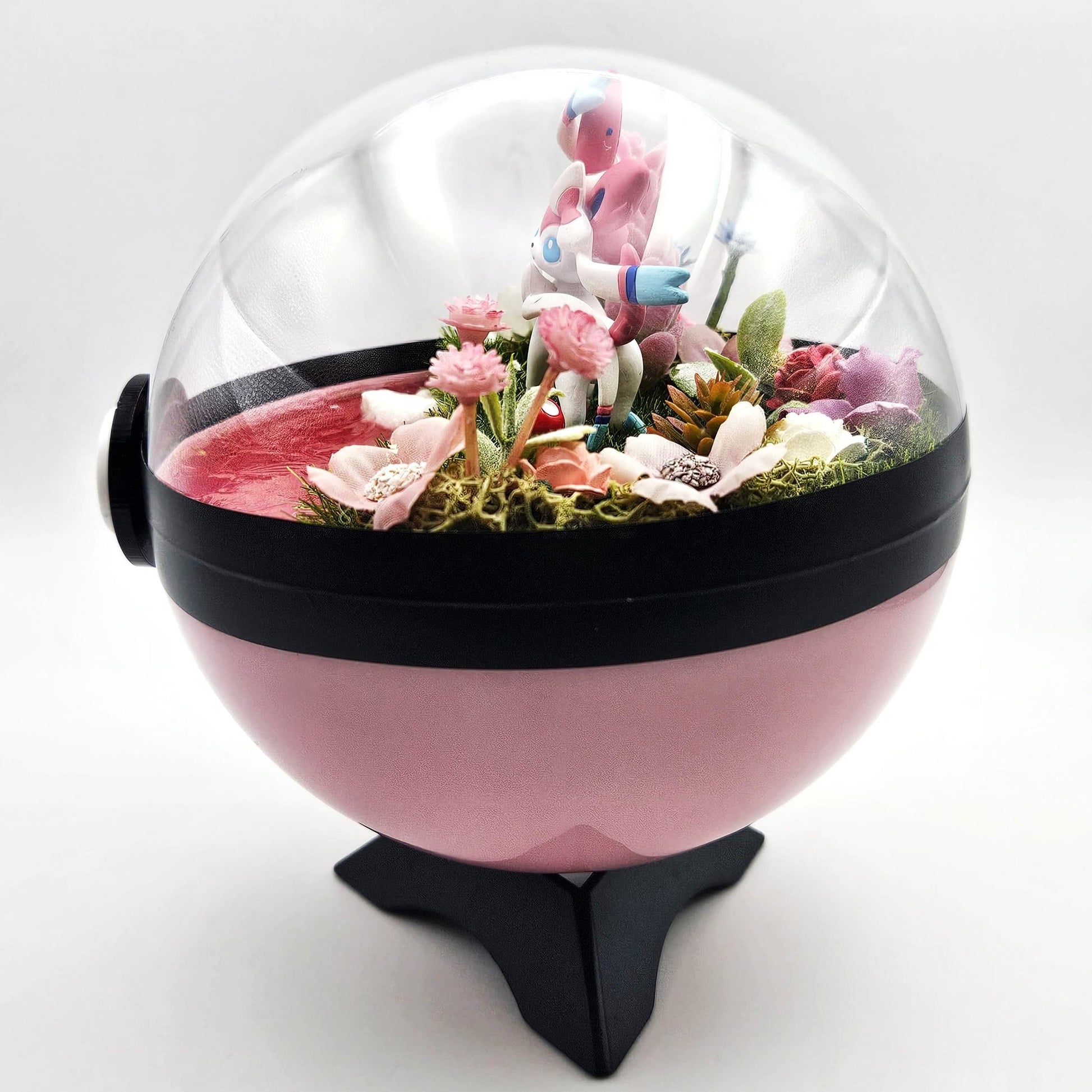 Pokemon Sylveon Crystal Terrarium Lake Pink Poke Ball Handmade - NEXTLEVELUK
