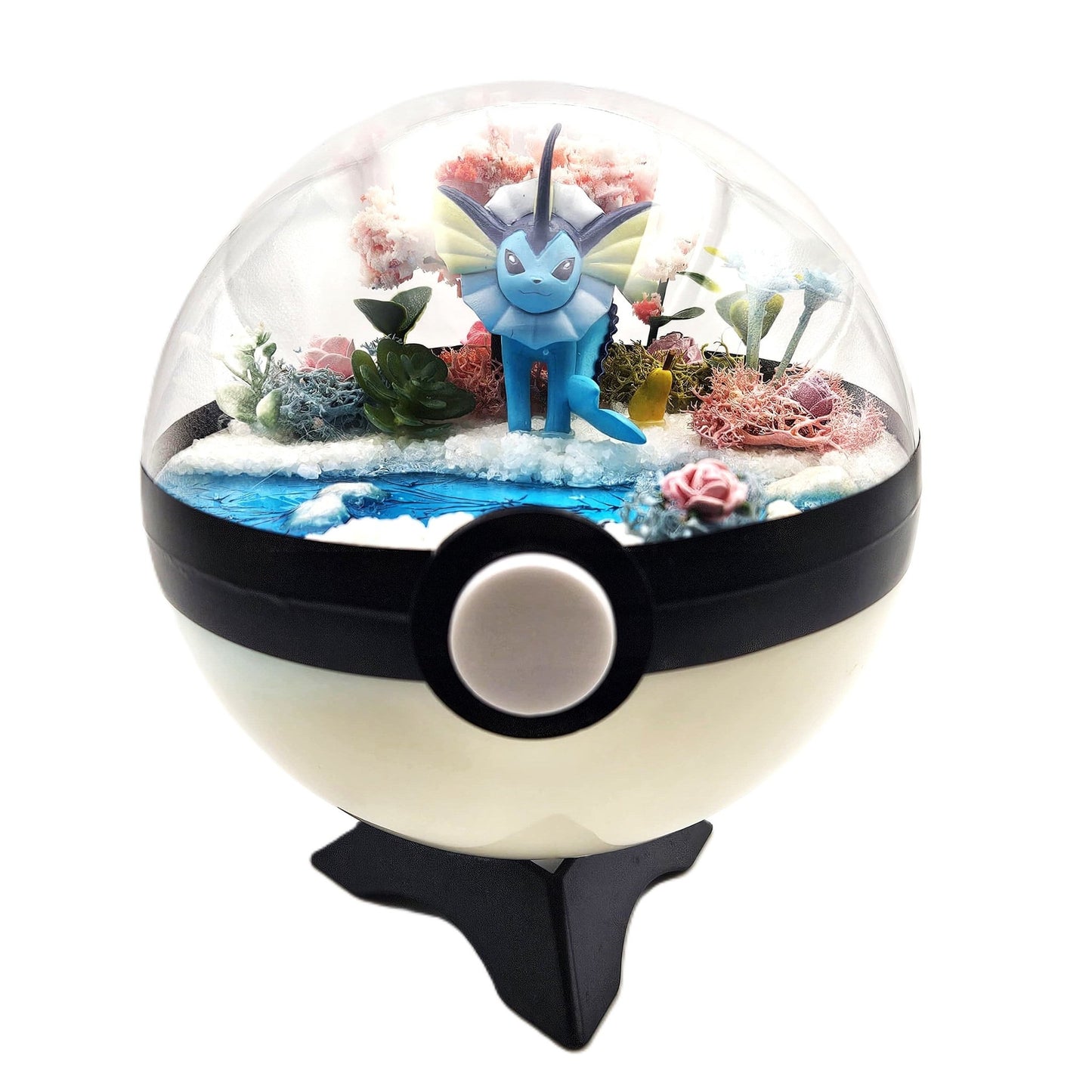 Pokemon Vaporeon Crystal Terrarium Blossom Tree White Poke Ball Handmade - NEXTLEVELUK