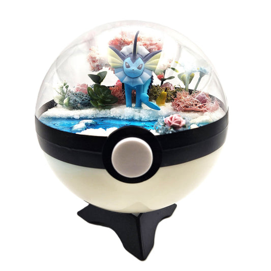 Pokemon Vaporeon Crystal Terrarium Blossom Tree White Poke Ball Handmade - NEXTLEVELUK
