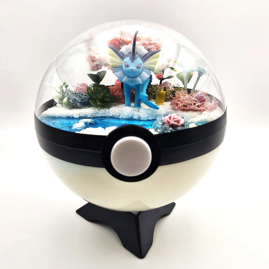 Pokemon Vaporeon Crystal Terrarium Blossom Tree White Poke Ball Handmade - NEXTLEVELUK