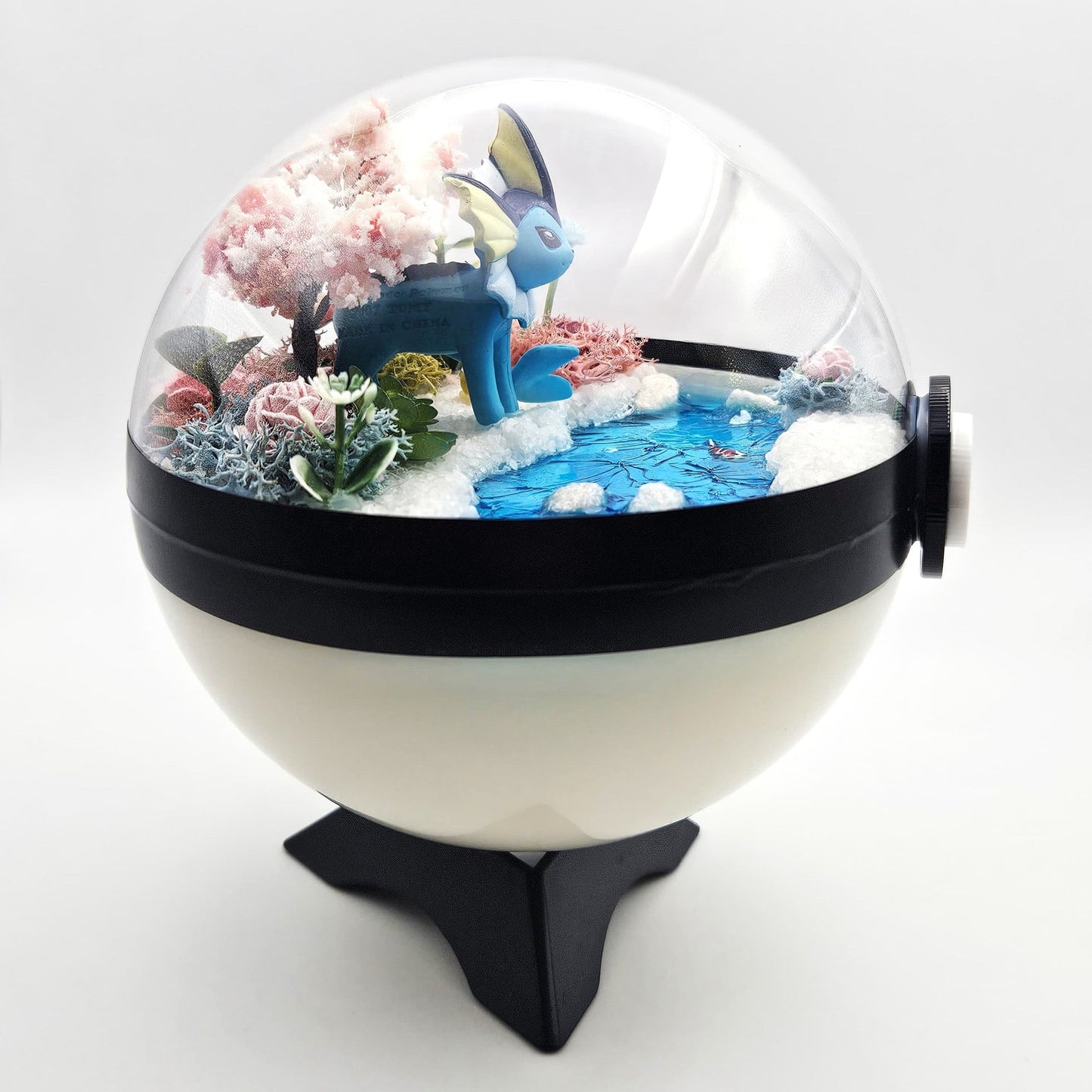Pokemon Vaporeon Crystal Terrarium Blossom Tree White Poke Ball Handmade - NEXTLEVELUK