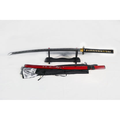 Shogun’s Red Rage Katana with 1095 Clay Tempered Makuri Lamination Metal Handforged Sword