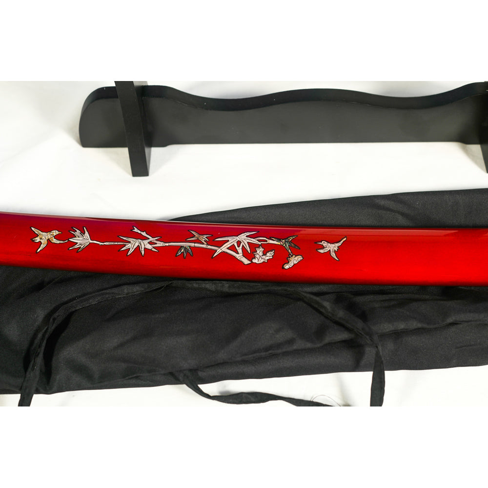 Shogun’s Red Rage Katana with 1095 Clay Tempered Makuri Lamination Metal Handforged Sword