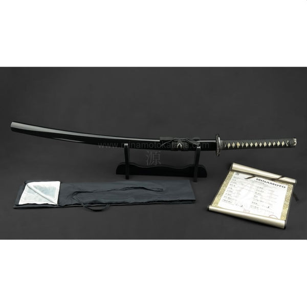 Deluxe Warrior's Rage (Black) Hand Forged In Clay Tempered 1060 Metal Katana Sword