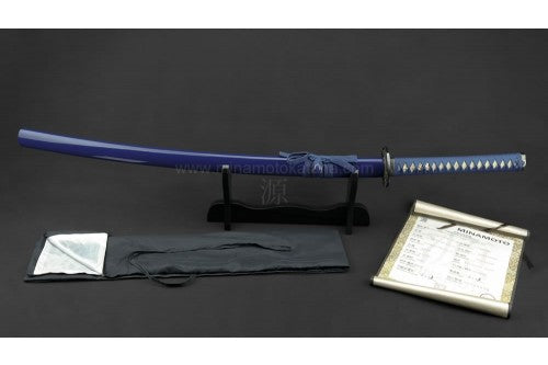 Deluxe Warrior's Rage (Blue) Hand Forged In Clay Tempered 1060 Metal Katana