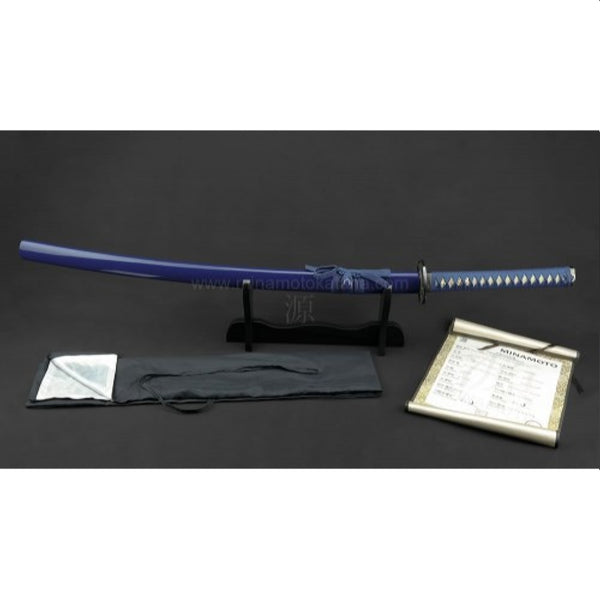 Deluxe Warrior's Rage (Blue) Hand Forged In Clay Tempered 1060 Metal Katana