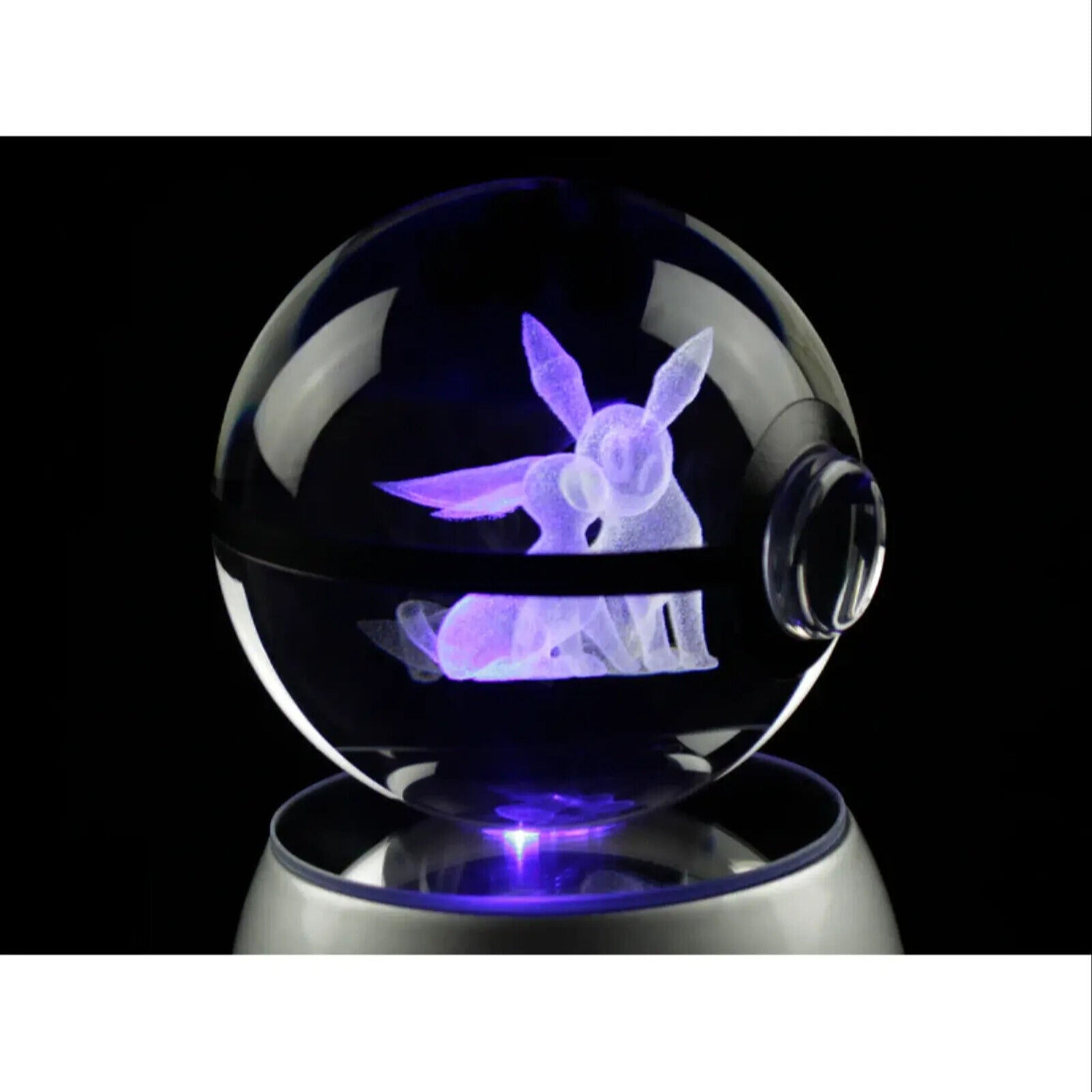 Umbreon and Espeon Pokemon Glass Crystal Pokeball 16 with Light-Up LED Base Ornament 80mm XL Size