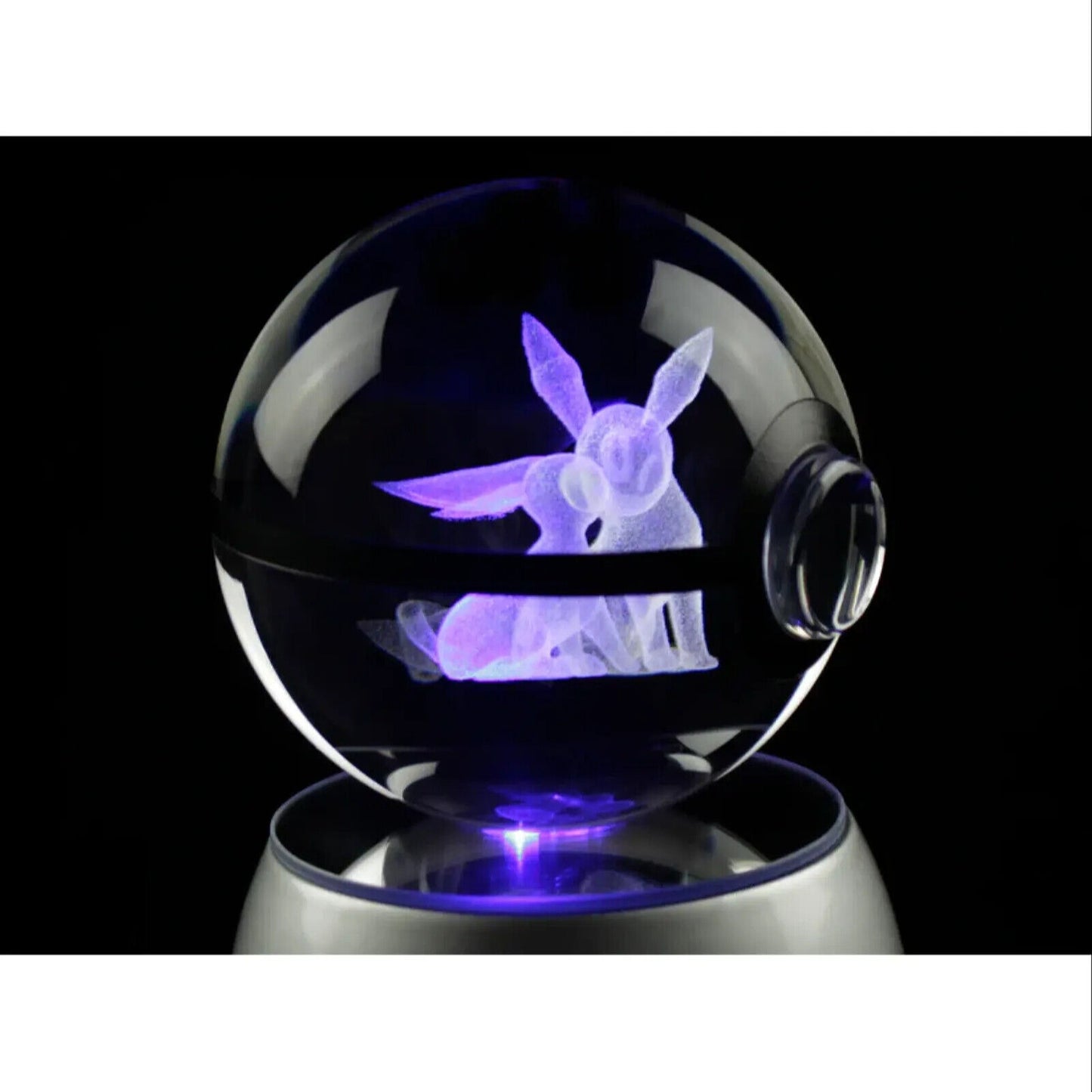 Umbreon and Espeon Pokemon Glass Crystal Pokeball 16 with Light-Up LED Base Ornament 80mm XL Size