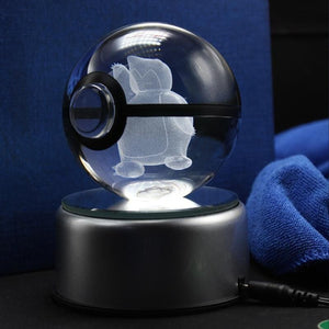 Snorlax Pokemon Glass Crystal Pokeball 12 with Light-Up LED Base Ornament 80mm XL Size