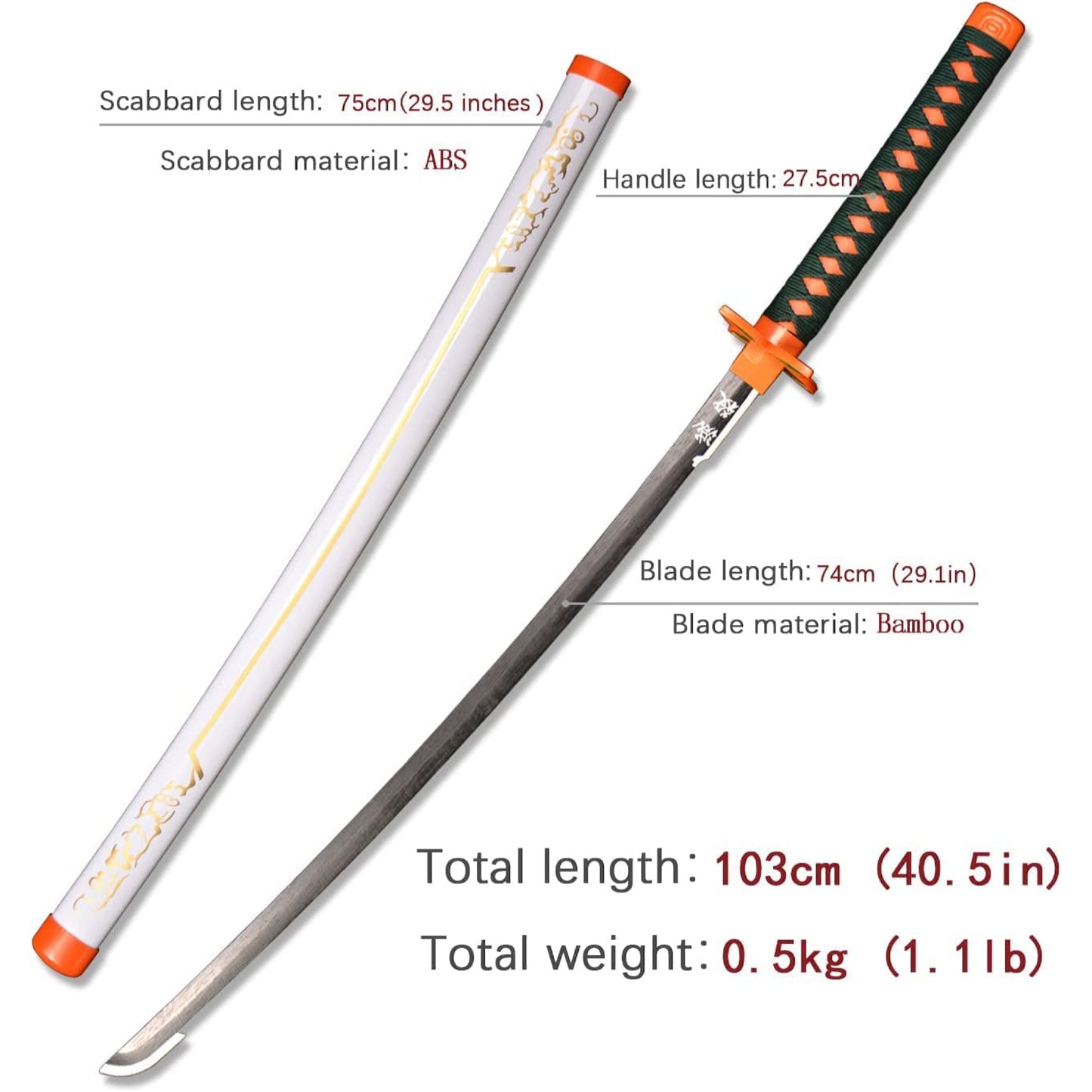 Demon Slayer Shinobu Kocho Nichirin Blade Wooden Cosplay Sword White Sheath FL21511