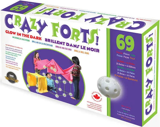 Crazy Forts Glow in the Dark, 69 pieces, Fort Building Kit for Kids DAMAGED BOX