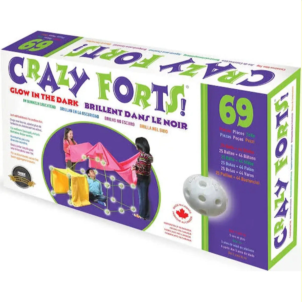 Crazy Forts Glow in the Dark, 69 pieces, Fort Building Kit for Kids DAMAGED BOX